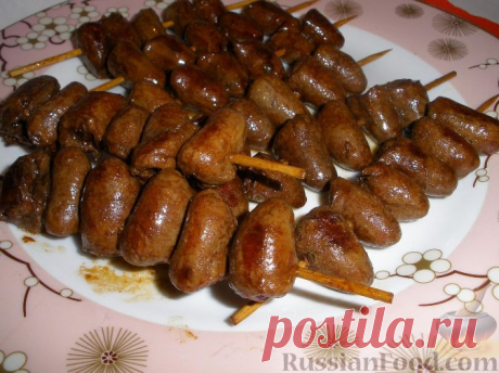 Рецепт: Шашлычки из куриных сердечек на RussianFood.com