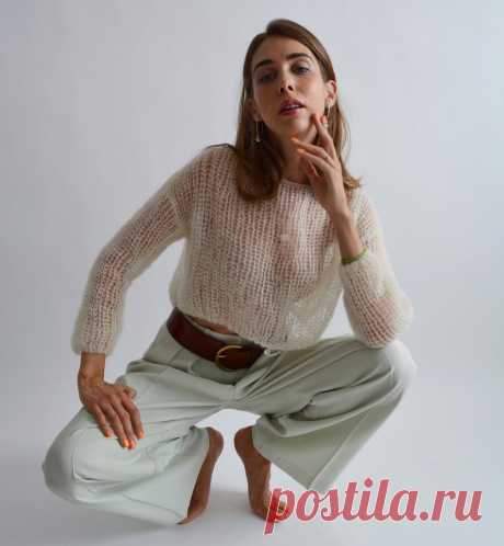 Ivory cropped mohair sweater Sexy light sweater Wedding | Etsy