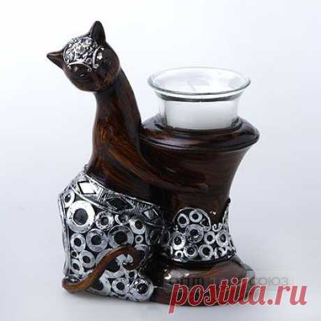 Подсвечник со свечой &quot;КОШКА&quot;, высота 17,5 см в интернет магазине Посуда.РУ можно купить по цене 128.70 руб. в розницу и оптом. Искусственный камень