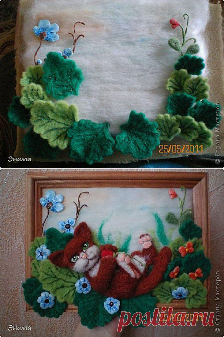 Карина из шерсти &quot;Котик в цветах&quot;+ МК.
