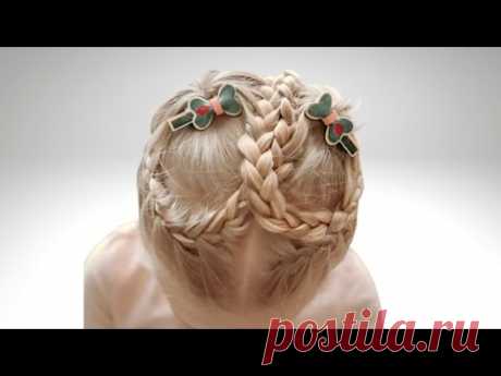 Прическа из косичек в виде двух цветков. Прически на длинные волосы - YouTube