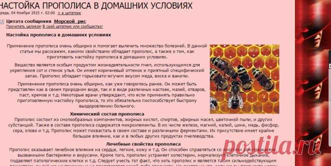 НАСТОЙКА ПРОПОЛИСА В ДОМАШНИХ УСЛОВИЯХ