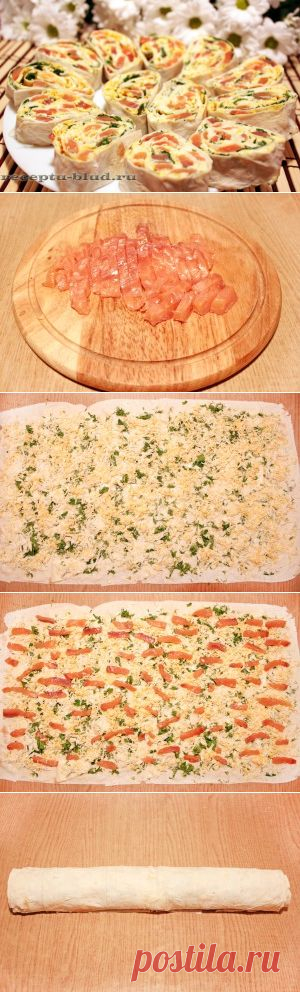 Быстрая закуска из лаваша с красной рыбой