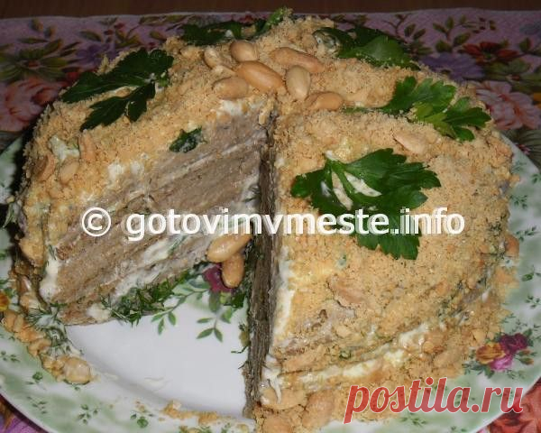 Блинный торт из ржаной муки (закусочный) -