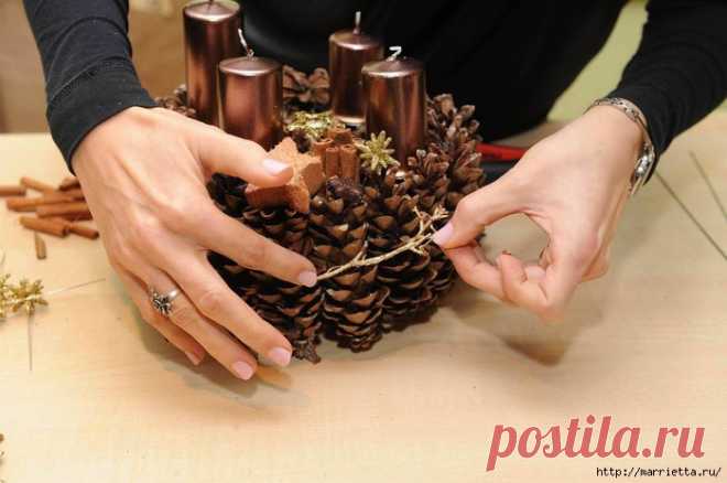 ВЕНКИ ИЗ ШИШЕК. Множество идей для вдохновения