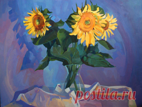 Соняхи - Изобразительное искусство - Масло, акрил