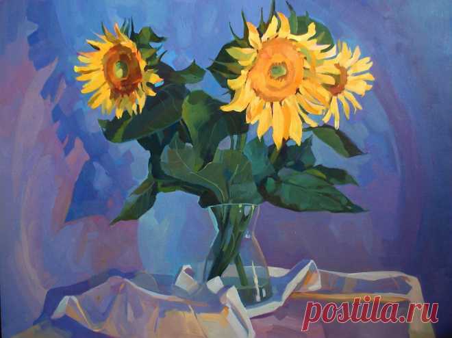 Соняхи - Изобразительное искусство - Масло, акрил