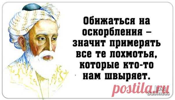 Обижаться на оскорбления - значит примерять все те лохмотья, которые кто-то вам швыряет.