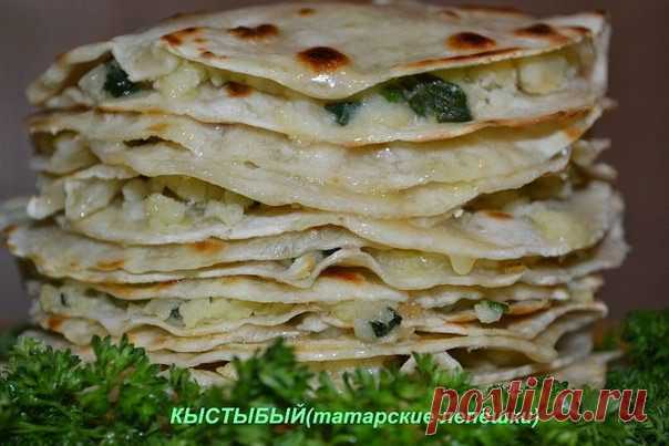 Шустрый повар.: Кыстыбый с картошкой и луком (вкусные татарские лепёшки)