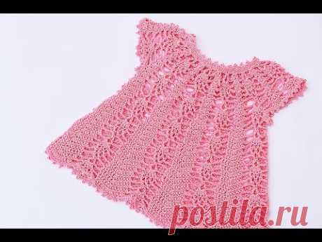 Crochet pink dress for a girl Majovel #crochet #crochetdress