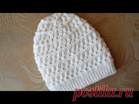 ВЯЗАНАЯ ШАПКА УЗОРОМ ИЗ ПРОТЯНУТЫХ ПЕТЕЛЬ. МАСТЕР-КЛАСС.