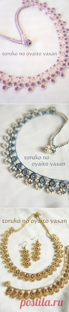 王冠 ボンジュックオヤ ネックレス | Chiacchierino | Tatting, Necklaces and Beads