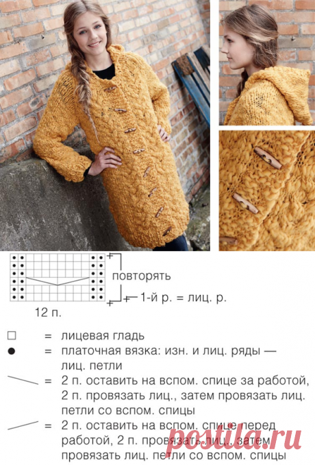Пальто для девочки-подростка - схема вязания спицами. Вяжем Пальто на Verena.ru