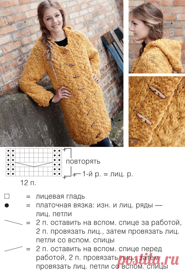 Пальто для девочки-подростка - схема вязания спицами. Вяжем Пальто на Verena.ru