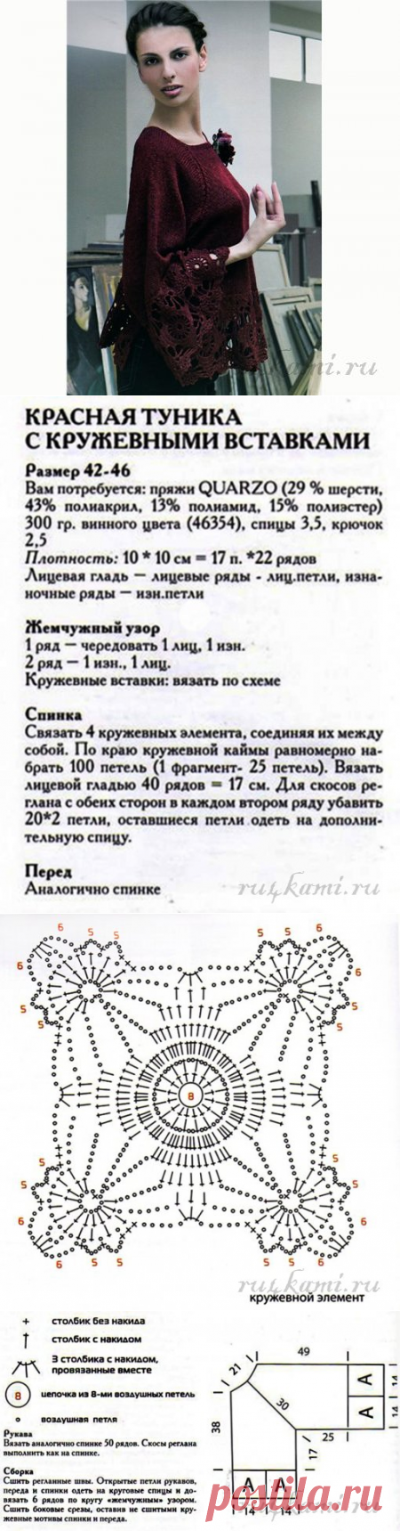 Вязание туники с ажурными вставками » Сайт "Ручками" - делаем вещи своими руками