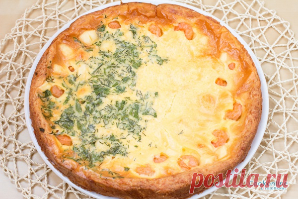 Очень вкусный сырный пирог с креветками.