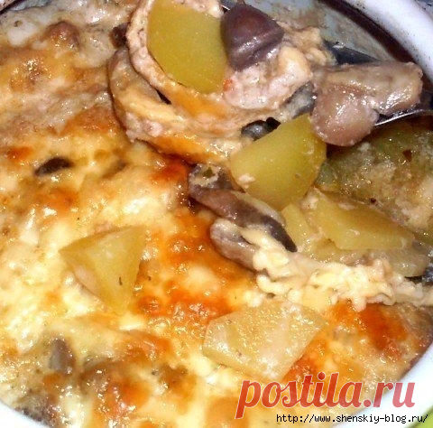 Жаркое из сердечек с грибами в горшочке - быстрый и вкусный ужин!