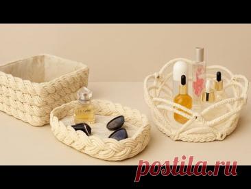 3 Different ideas of White Storage Basket |Diy Rope Basket |Diy Storage Organizer | Hamna Nadeem