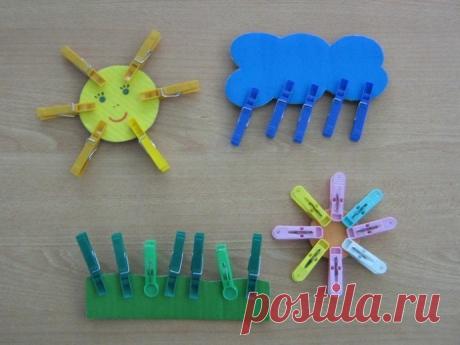 Простые поделки с прищепками для самых маленьких