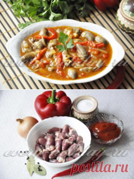 Тушеные куриные сердечки по-венгерски, рецепт