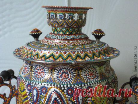 Купить Самовар точечная роспись - разноцветный, самовар, точечная роспись, дача, дачный интерьер