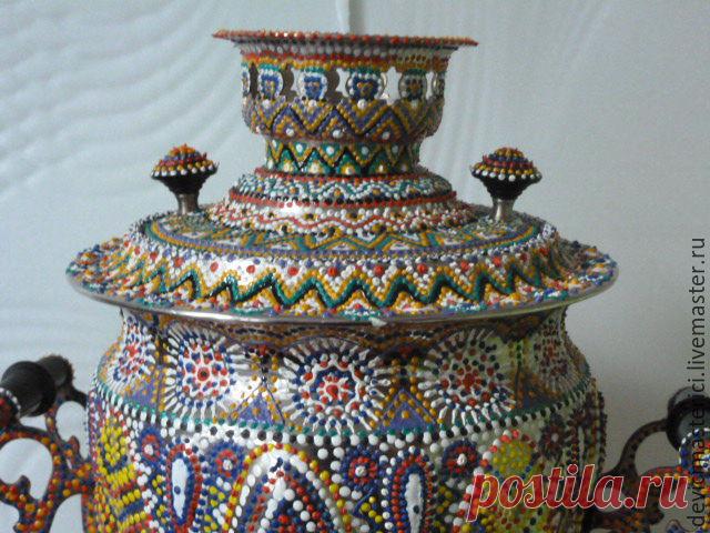 Купить Самовар точечная роспись - разноцветный, самовар, точечная роспись, дача, дачный интерьер