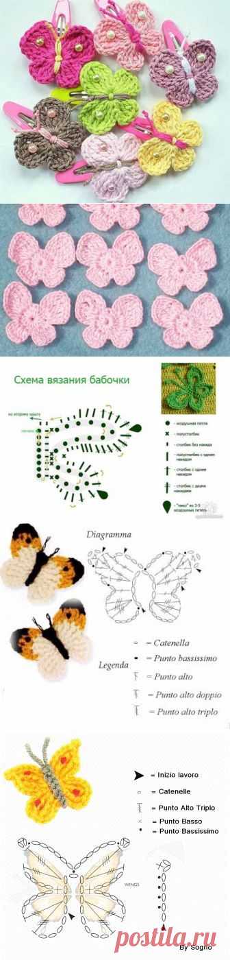 Простые бабочки крючком | Искусница