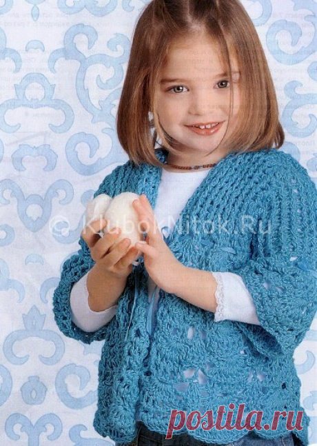 Бирюзовый жакет | Вязание для девочек | Вязание спицами и крючком. Схемы вязания.