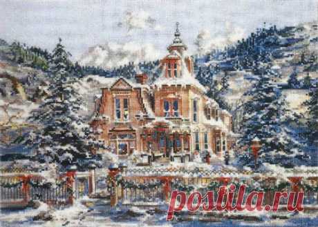 Вышивка «Rocky mountain christmas» | Скачать схему бесплатно
