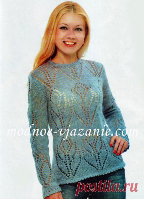 Мохеровый джемпер с ажурным узором