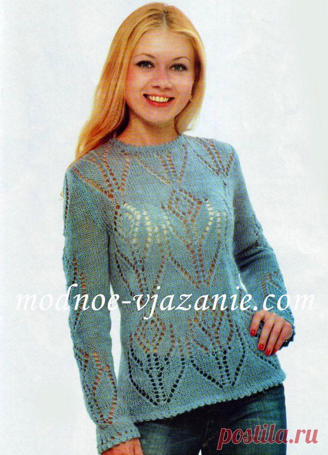 Мохеровый джемпер с ажурным узором