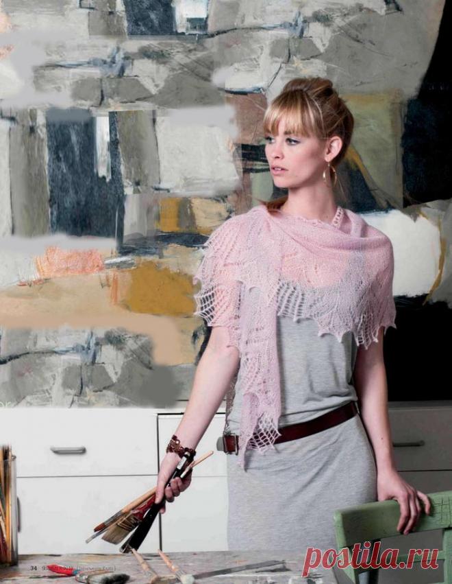 Шаль спицами 