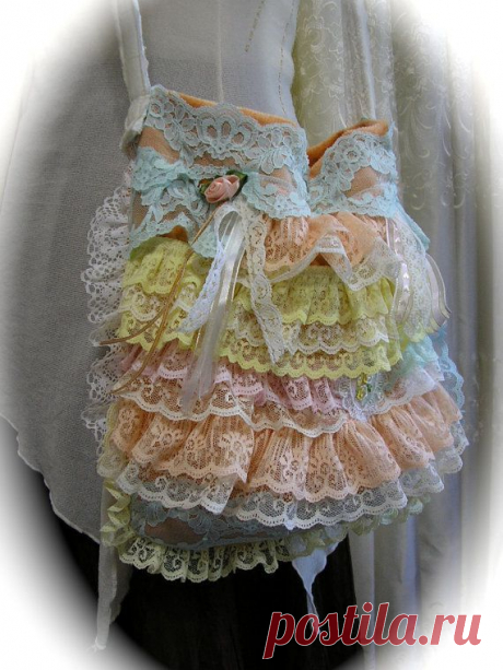 Ruffle Lace Bag Handmade Small Shabby Cottage от TatteredDelicates