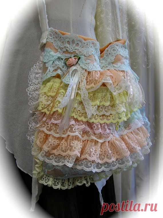 Ruffle Lace Bag Handmade Small Shabby Cottage от TatteredDelicates