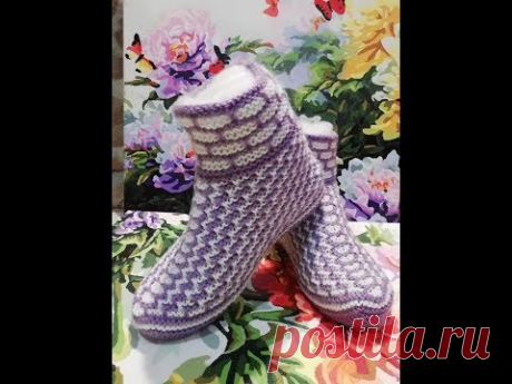 Домашние сапожки спицами