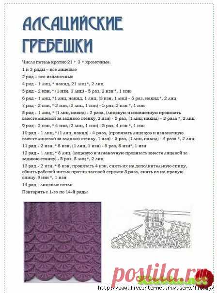 Узор спицами "Алсацийские гребешки"