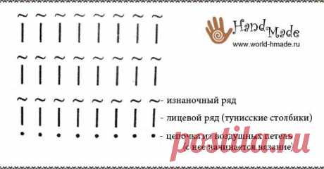 Условные обозначения в тунисском вязании