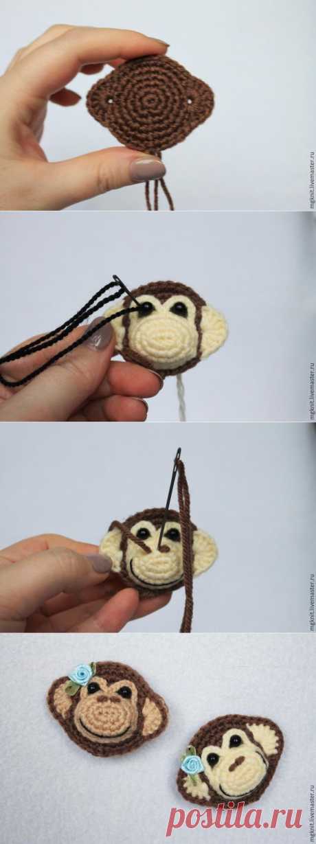 Вяжем крючком брошку-обезьянку — символ 2016 года - Ярмарка Мастеров - ручная работа, handmade