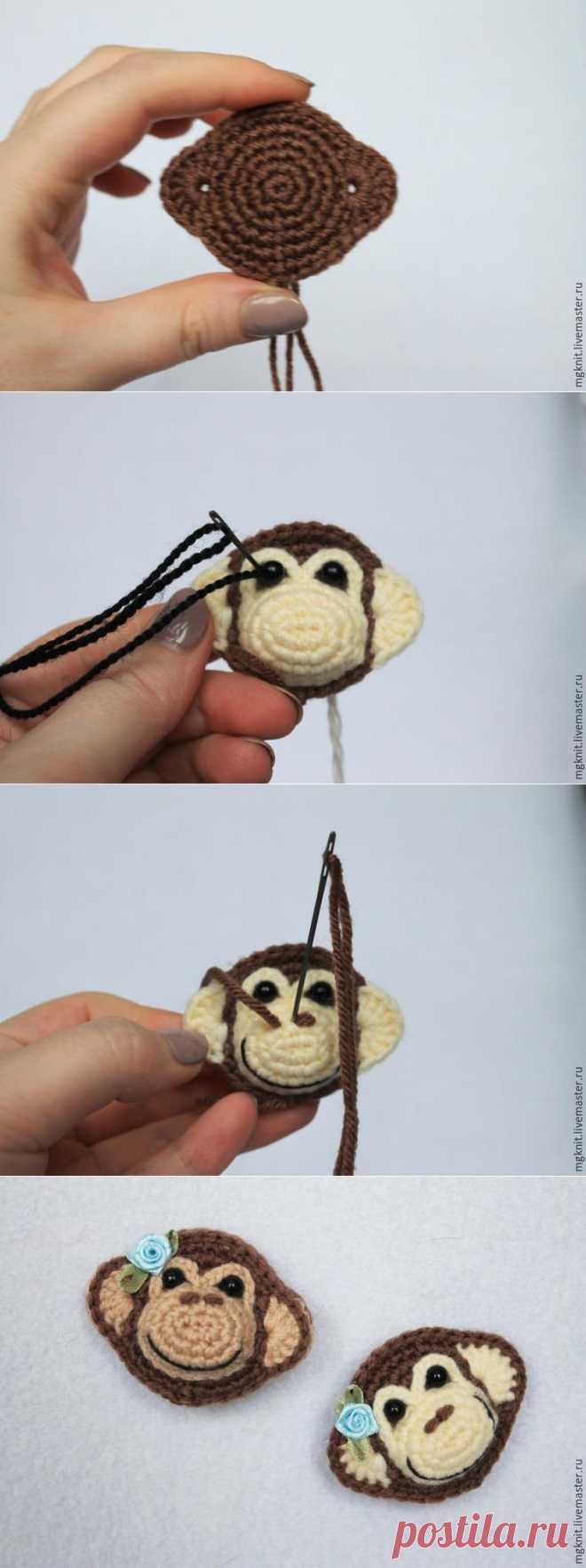 Вяжем крючком брошку-обезьянку — символ 2016 года - Ярмарка Мастеров - ручная работа, handmade