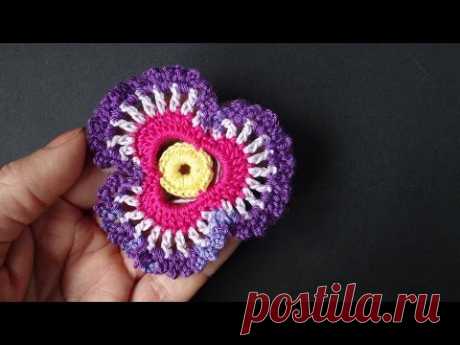 Crochet flower Объёмный цветок 69 Урок Вязания крючком