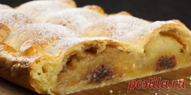 пирог из яблок, творога, фиников и грецкого ореха