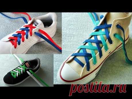 〔靴紐の結び方〕2色のひもを使ってカラフルな靴ひもの通し方　ダブル結び　how to tie shoelaces 〔生活に役立つ！〕