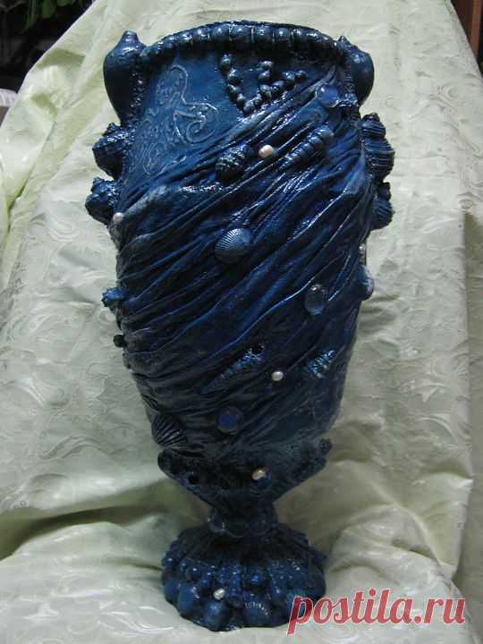 (+1) - Ваза "Глубокое синее море" из пластиковых бутылок | СДЕЛАЙ САМ!
