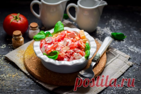 Салат из сыра, помидоров и крабовых палочек - пошаговый рецепт с фото на Повар.ру