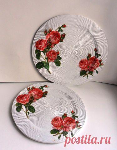 Де купаж на тарелочках из бумажной лозы / Декупаж / Декупаж. Работы пользователей