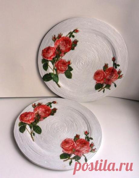 Де купаж на тарелочках из бумажной лозы / Декупаж / Декупаж. Работы пользователей