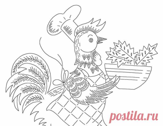 VP103 Poultry Diner Vintage Hand-Embroidery Pattern PDF | Etsy España