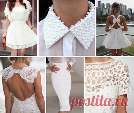 Белый накладной воротник расшит белыми бусинами и стразами