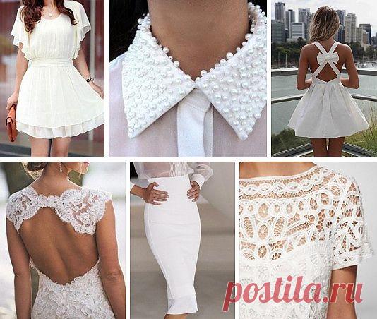 Белый накладной воротник расшит белыми бусинами и стразами