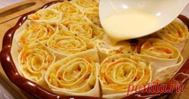 Запеченный лаваш с начинкой